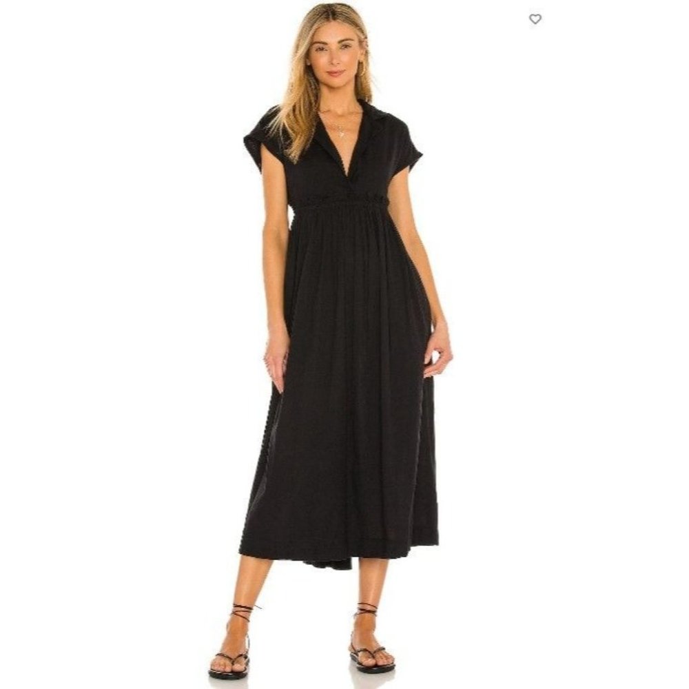 NEW Free People All Occasions Midi Shirtdress M Black